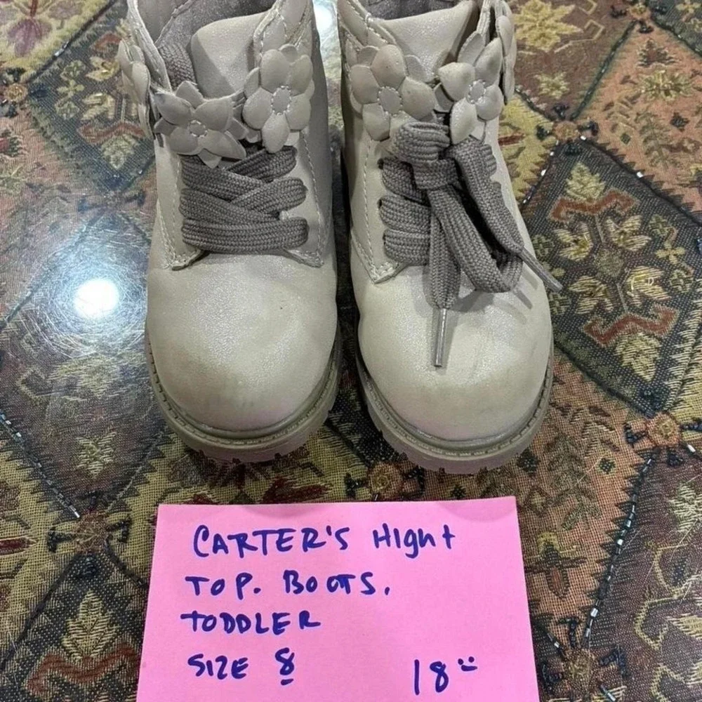 Carter's silver High Top Boots .Size 8 toddler